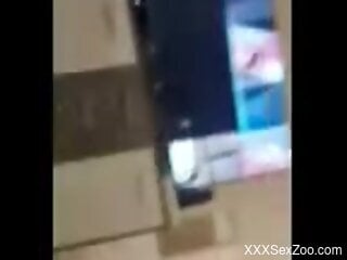 Aroused woman tries large dog penis in the ass